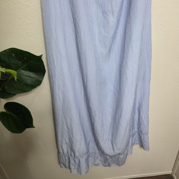 Banana Republic Maxi Dress Womens XL One Shoulder Blue White Striped Ruffle - Picture 4 of 8